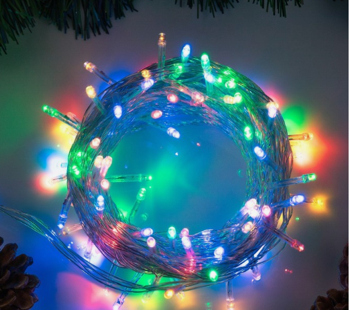 Гирлянда «Нить» 10 м, IP20, прозрачная нить, 100 LED, 8 режимов, 220 В, свечение мульти