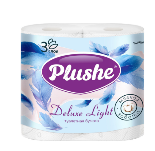 Бумага туалетная 3сл. уп.4шт х15м Plushe Deluxe Light  Классическая/8