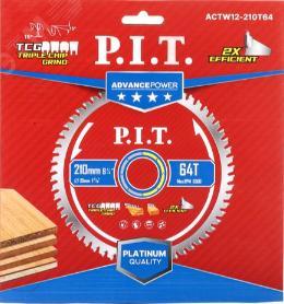 Диск пильный 210x30x2,2 мм 64T Carbide зуб TCG 15° PIT 