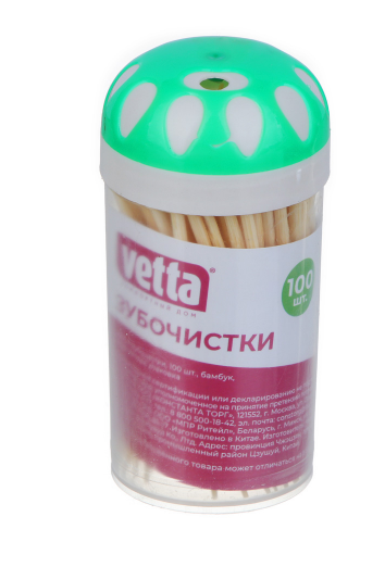Зубочистки бамбук пластиковая упаковка 100шт VETTA