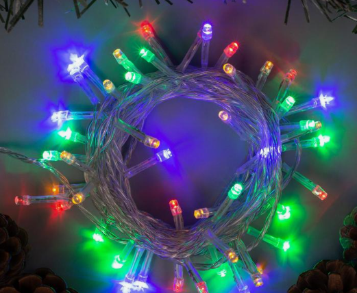 Гирлянда «Нить» 5 м, IP20, прозрачная нить, 50 LED, 8 режимов, 220 В, свечение мульти
