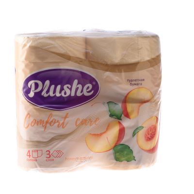 Бумага туалетная 3сл. уп.4шт Plushe "Comfort care" Honey Nectarine персик