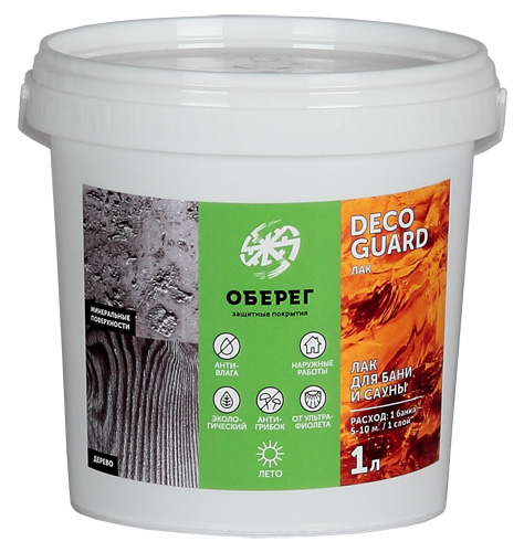 Лак для бани и сауны DecoGuard 1л (1кг)/12