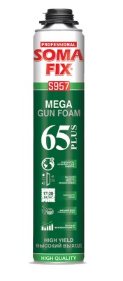 Пена монтажная профессиональная MEGA 65 Plus 850мл SOMA FIX
