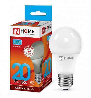 Лампа св/д VC ЛОН А60 Е27 20W 4000К 0303 без пульсации ASD/InHOME