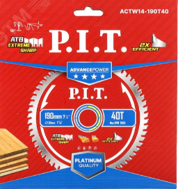 Диск пильный 190x30x1,4 мм 24T Carbide зуб ATB 15° PIT 
