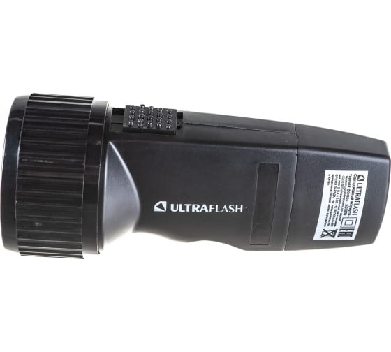 Фонарь ручной Ultraflash LED3859 (акк. 4V 0.4 Ah) 5св/д, черный/пластик, 2 режима, вилка 220V