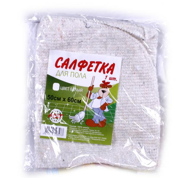 Тряпка д/пола хлопок 60*80см 180гр/м2 белая, 154/AST