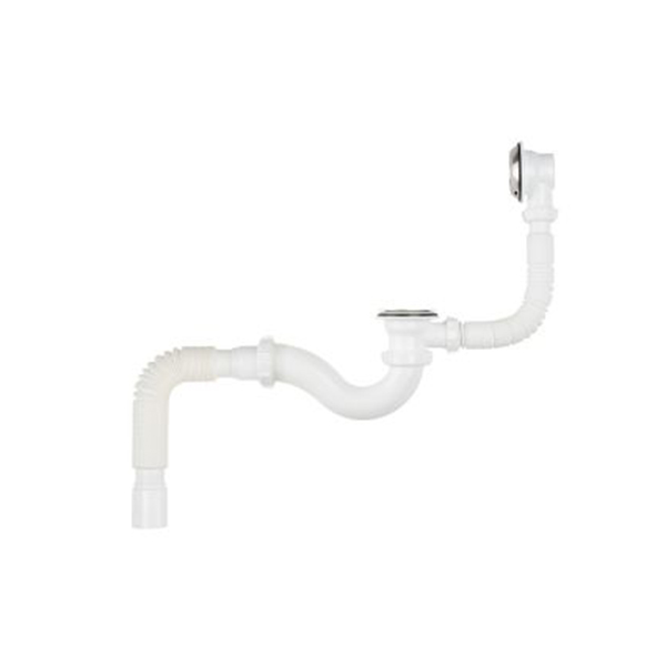 Сифон для ванны с выпуском и переливом с гт 40х40/50 AQUANT (Е155-V155)