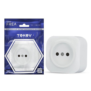 Розетка 1-м ОП Frea 16A IP20 250В без заземл. АБС-пластик белый TOKOV TKE-FR-R1-C01