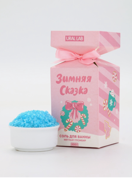 URAL LAB Розовый НГ Соль для ванны "Зимняя сказка", мятный пломбир, 300 гр 10880695
