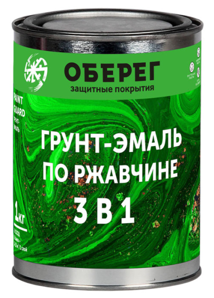 Грунт-эмаль  по ржавчине PaintGuard 3в1 белый1л (1кг)/12