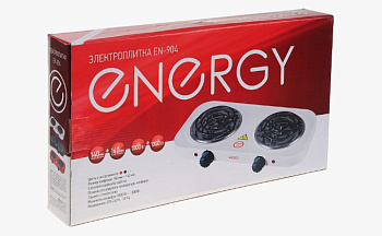 Электроплитка ENERGY EN-904 2 конфорки,спираль(ТЭН) 1кВт+1кВт белая 158904