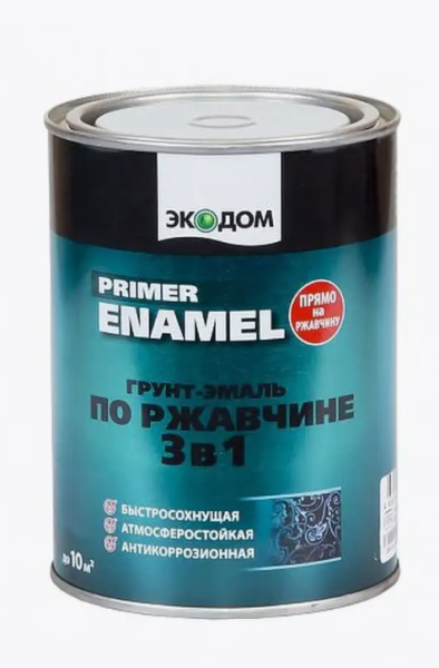 ЭкоДом Грунт-эмаль"3 в1" по ржавчине черная 2,2кг/3