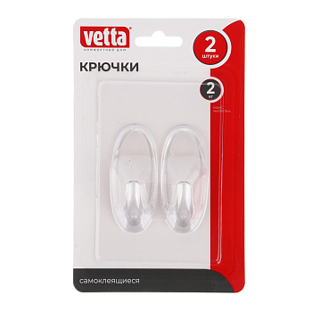 Крючки самоклеящиеся полукруглые, прозрачные, 2шт, PS VETTA 