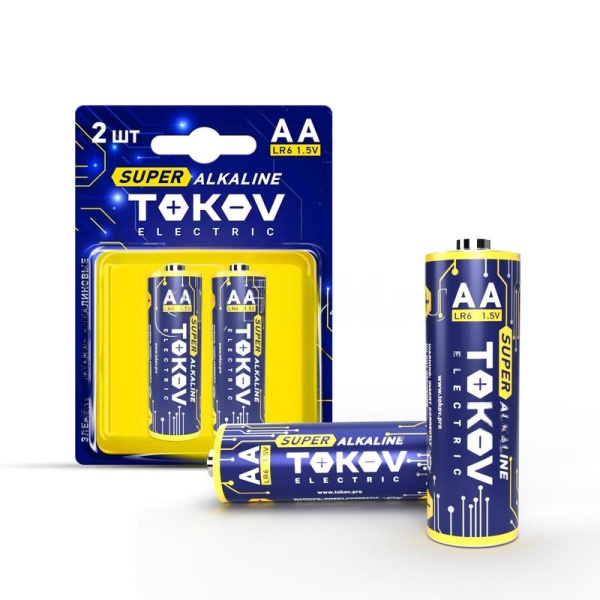 Элемент питания алкалиновый LR6/AA TOKOV ELECTRIC TKE-ALS-LR6/B2 (блистер 2 шт)