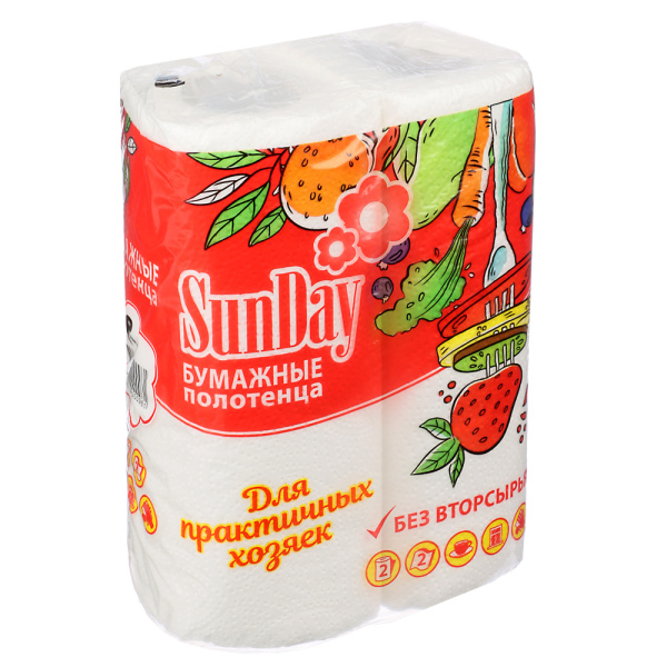 Полотенца бумажные двухслойные 2рул. Sunday