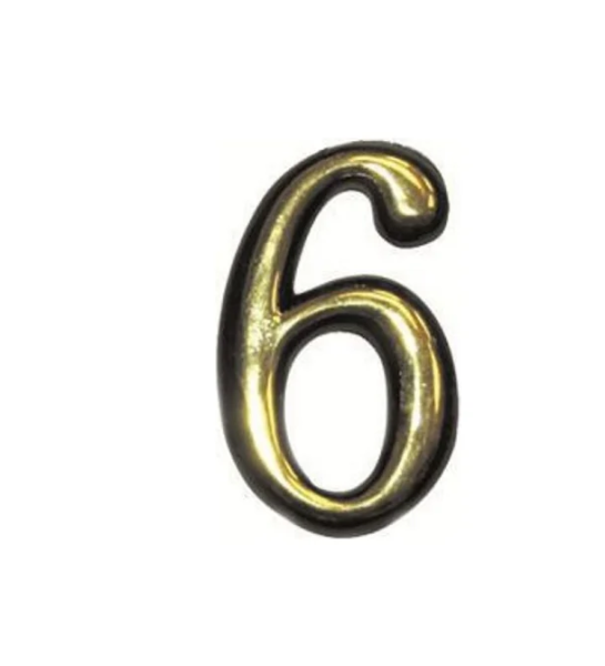 Номер дверной "6" пластик РВ (золото) MARLOK