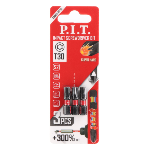 Бита T30*25мм ударная (3шт) PIT