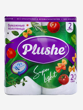 Полотенце Бумажное ПБ Plushe Super Light 2 слоя, 2 рулона.* 10 метров, белый, 12 в упаковке 10894912