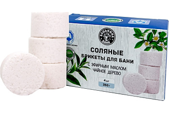 Соляные брикеты для бани "С эфирным маслом Чайное дерево" 350гр. ТМ БА/16
