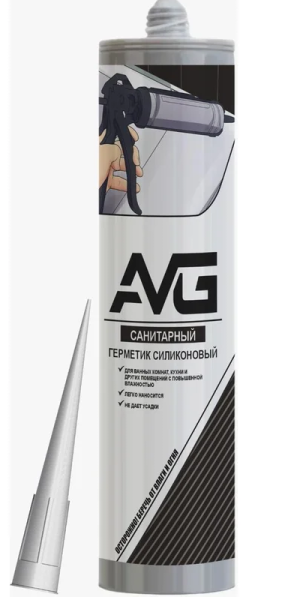 Герметик силиконовый санитарный прозрачный 280гр AVG
