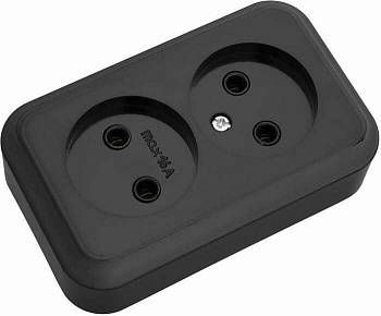 Розетка 2-м ОУ Пралеска черный РА16-260 Bylectrica