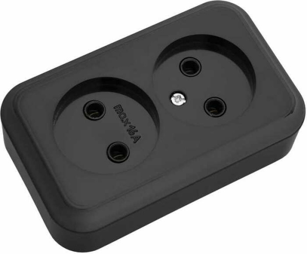 Розетка 2-м ОУ Пралеска черный РА16-260 Bylectrica