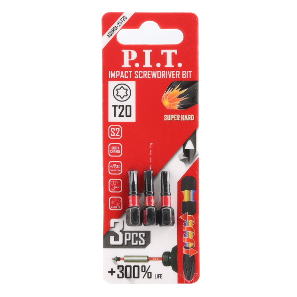 Бита T25*25мм ударная (3шт) PIT