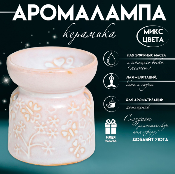 Аромалампа керамика "Бабочки" МИКС 8,5х7х7 см   4641622
