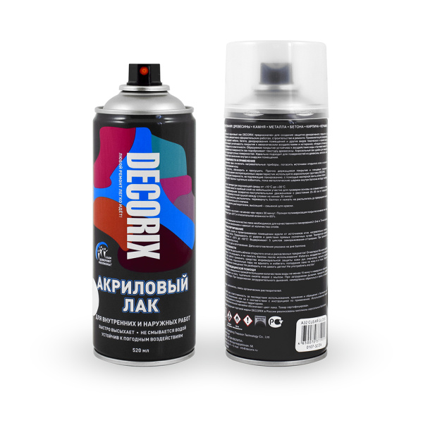 DECORIX лак аэрозольный 520 бесцветный глянцевый 