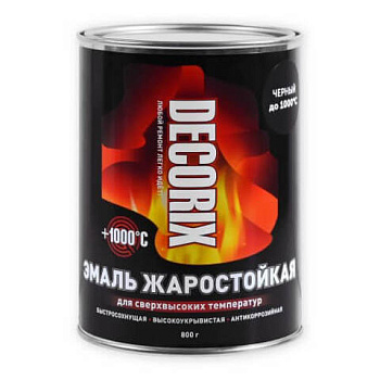 DECORIX эмаль жаростойкая для сверхвысоких температур +1000, черный, банка 0,8кг/12