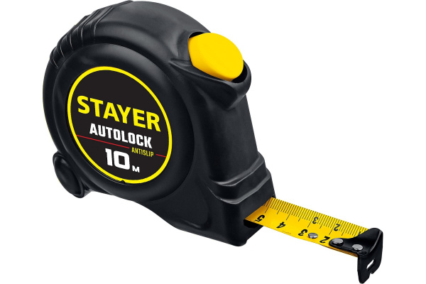 Рулетка STAYER AutoLock 10м/25мм рулетка с автостопом
