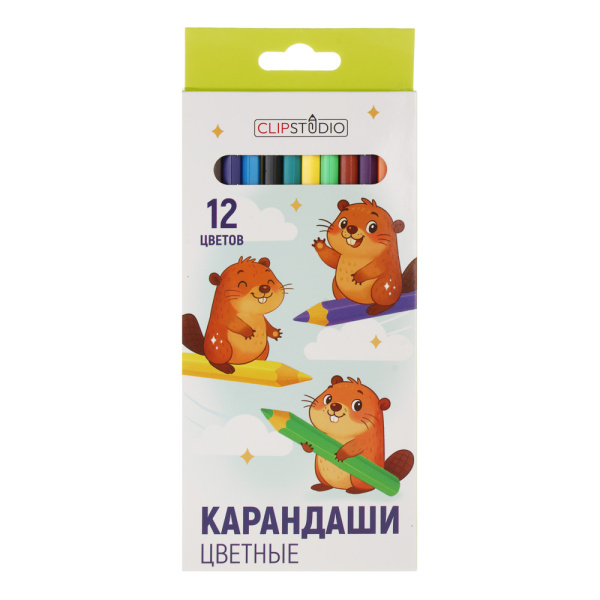 Карандаши 12 цветов шестигранные грифель 2,5мм ClipStudio