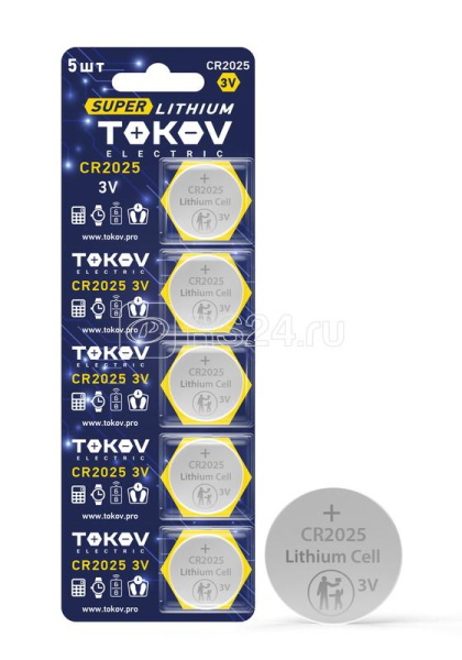 Элемент питания CR2025 литиевый TOKOV ELECTRIC 