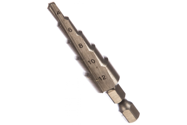 Сверло ступенчатое прямое 4-12 мм 4 ступени TIN