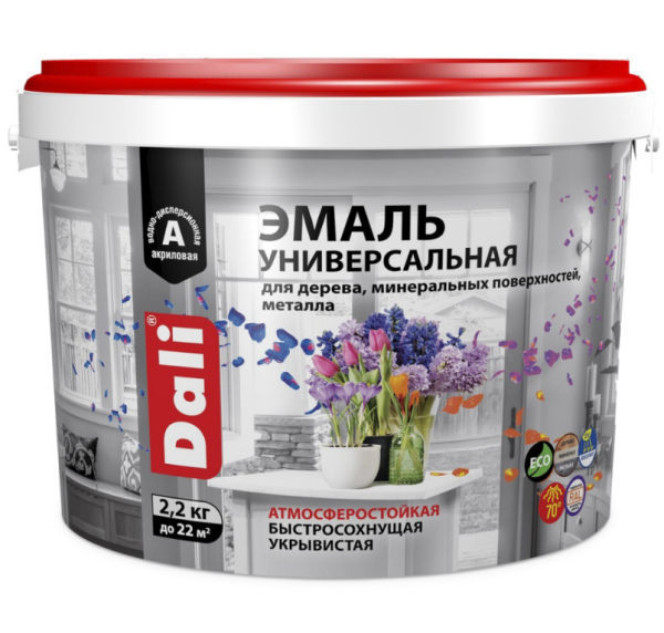Эмаль универсальная глянцевая База А RAL 9010 DALI 2,2кг/4