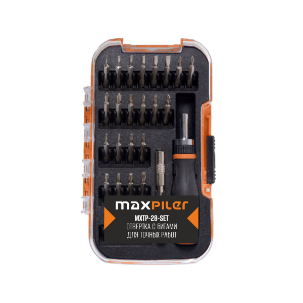 Набор бит для точных работ с рукояткой MAXPILER  MXTP-28SET 
